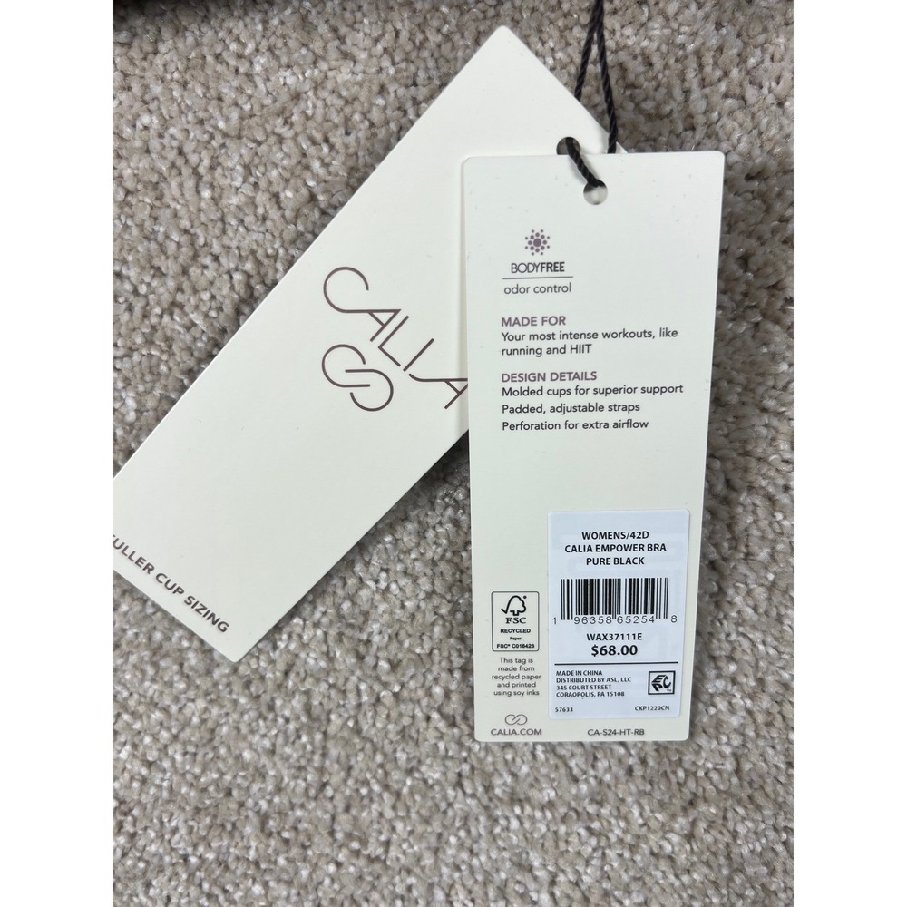 CALIA Empower High Support Sports Bra Pure Black 42D WAX37111E New With Tags - Picture 5 of 13